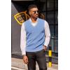 COOFANDY Men’s Sweater Vest V Neck Slim Fit Cable Knitted Sleeveless Pullover Sweater(Blue and White Stripe)