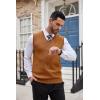 COOFANDY Men’s Sweater Vest V Neck Slim Fit Cable Knitted Sleeveless Pullover Sweater(Caramel)