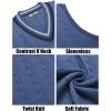 COOFANDY Men’s Sweater Vest V Neck Slim Fit Cable Knitted Sleeveless Pullover Sweater(Dark Blue)