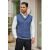 COOFANDY Men’s Sweater Vest V Neck Slim Fit Cable Knitted Sleeveless Pullover Sweater(Dark Blue)