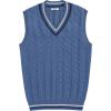 COOFANDY Men’s Sweater Vest V Neck Slim Fit Cable Knitted Sleeveless Pullover Sweater(Dark Blue)