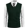 COOFANDY Men’s Sweater Vest V Neck Slim Fit Cable Knitted Sleeveless Pullover Sweater(Dark Green)