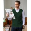 COOFANDY Men’s Sweater Vest V Neck Slim Fit Cable Knitted Sleeveless Pullover Sweater(Dark Green)