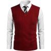 COOFANDY Men’s Sweater Vest V Neck Slim Fit Cable Knitted Sleeveless Pullover Sweater(Dark Red)