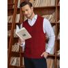 COOFANDY Men’s Sweater Vest V Neck Slim Fit Cable Knitted Sleeveless Pullover Sweater(Dark Red)