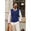 COOFANDY Men’s Sweater Vest V Neck Slim Fit Cable Knitted Sleeveless Pullover Sweater(Navy Blue and White Stripe)