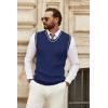 COOFANDY Men’s Sweater Vest V Neck Slim Fit Cable Knitted Sleeveless Pullover Sweater(Navy Blue and White Stripe)
