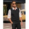 COOFANDY Men’s Sweater Vest V Neck Slim Fit Cable Knitted Sleeveless Pullover Sweater(Solid Black)