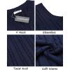 COOFANDY Men’s Sweater Vest V Neck Slim Fit Cable Knitted Sleeveless Pullover Sweater(Solid Navy Blue)