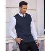 COOFANDY Men’s Sweater Vest V Neck Slim Fit Cable Knitted Sleeveless Pullover Sweater(Solid Navy Blue)