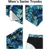 COOFANDY Men’s Swim Trunks Quick Dry Board Shorts Swimsuit Swimwear Bathing Suit(P Blue Green Leaf)