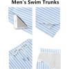 COOFANDY Men’s Swim Trunks Quick Dry Board Shorts Swimsuit Swimwear Bathing Suit(P Blue Stripe)