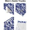 COOFANDY Men’s Swim Trunks Quick Dry Board Shorts Swimsuit Swimwear Bathing Suit(P Navy Blue Palm Leaf)