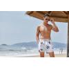 COOFANDY Men’s Swim Trunks Quick Dry Board Shorts Swimsuit Swimwear Bathing Suit(P White and Leaves)