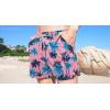 COOFANDY Men’s Swim Trunks Quick Dry Board Shorts Swimsuit Swimwear Bathing Suit(Palm Tree Pink)