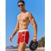 COOFANDY Men’s Swim Trunks Quick Dry Board Shorts Swimsuit Swimwear Bathing Suit(W Red)