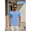 COOFANDY Men’s T Shirts Short Sleeve Classic V Neck T-Shirt Casual Summer Basic Tee Shirt(Light Blue)
