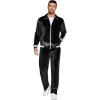 COOFANDY Mens Tracksuit 2 Piece Set Velour Sweatsuit Jogging Suits Full Zip Jacket Pants Outfits(Black)