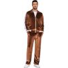 COOFANDY Mens Tracksuit 2 Piece Set Velour Sweatsuit Jogging Suits Full Zip Jacket Pants Outfits(Brown)