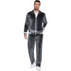 COOFANDY Mens Tracksuit 2 Piece Set Velour Sweatsuit Jogging Suits Full Zip Jacket Pants Outfits(Dark Grey)