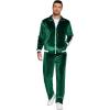 COOFANDY Mens Tracksuit 2 Piece Set Velour Sweatsuit Jogging Suits Full Zip Jacket Pants Outfits(Evergreen)