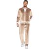 COOFANDY Mens Tracksuit 2 Piece Set Velour Sweatsuit Jogging Suits Full Zip Jacket Pants Outfits(Light Khaki)
