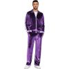 COOFANDY Mens Tracksuit 2 Piece Set Velour Sweatsuit Jogging Suits Full Zip Jacket Pants Outfits(Light Purple)