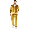 COOFANDY Mens Tracksuit 2 Piece Set Velour Sweatsuit Jogging Suits Full Zip Jacket Pants Outfits(Medium Yellow)