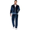 COOFANDY Mens Tracksuit 2 Piece Set Velour Sweatsuit Jogging Suits Full Zip Jacket Pants Outfits(Navy Blue)