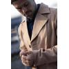 COOFANDY Mens Trench Coat Notched Collar Single Breasted Peacoat Winter Overcoat With Pockets(Camel)