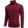COOFANDY Men’s Turtleneck Sweater Slim Fit Casual Warm Twisted Knitted Pullover Sweaters(01_wine Red)