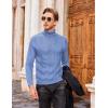 COOFANDY Men’s Turtleneck Sweater Slim Fit Casual Warm Twisted Knitted Pullover Sweaters(Blue)