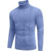 COOFANDY Men’s Turtleneck Sweater Slim Fit Casual Warm Twisted Knitted Pullover Sweaters(Blue)