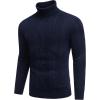 COOFANDY Men’s Turtleneck Sweater Slim Fit Casual Warm Twisted Knitted Pullover Sweaters(Navy Blue)