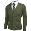 COOFANDY Men’s V Neck Cardigan Sweater Casual Lightweight Button Down Knitted Cardigan Sweater(Army Green)