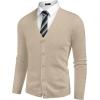 COOFANDY Men’s V Neck Cardigan Sweater Casual Lightweight Button Down Knitted Cardigan Sweater(Beige)