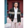COOFANDY Men’s V Neck Cardigan Sweater Casual Lightweight Button Down Knitted Cardigan Sweater(Black Stripe)