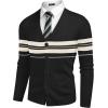 COOFANDY Men’s V Neck Cardigan Sweater Casual Lightweight Button Down Knitted Cardigan Sweater(Black Stripe)