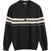 COOFANDY Men’s V Neck Cardigan Sweater Casual Lightweight Button Down Knitted Cardigan Sweater(Black Stripe)