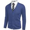 COOFANDY Men’s V Neck Cardigan Sweater Casual Lightweight Button Down Knitted Cardigan Sweater(Blue)