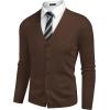 COOFANDY Men’s V Neck Cardigan Sweater Casual Lightweight Button Down Knitted Cardigan Sweater(Brown)