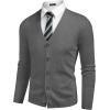 COOFANDY Men’s V Neck Cardigan Sweater Casual Lightweight Button Down Knitted Cardigan Sweater(Dark Grey)