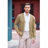 COOFANDY Men’s V Neck Cardigan Sweater Casual Lightweight Button Down Knitted Cardigan Sweater(Khaki)