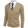 COOFANDY Men’s V Neck Cardigan Sweater Casual Lightweight Button Down Knitted Cardigan Sweater(Khaki)