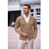 COOFANDY Men’s V Neck Cardigan Sweater Casual Lightweight Button Down Knitted Cardigan Sweater(Light Brown)