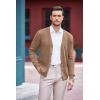 COOFANDY Men’s V Neck Cardigan Sweater Casual Lightweight Button Down Knitted Cardigan Sweater(Light Brown)
