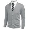 COOFANDY Men’s V Neck Cardigan Sweater Casual Lightweight Button Down Knitted Cardigan Sweater(Light Grey)