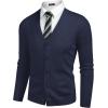 COOFANDY Men’s V Neck Cardigan Sweater Casual Lightweight Button Down Knitted Cardigan Sweater(Navy Blue)