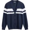COOFANDY Men’s V Neck Cardigan Sweater Casual Lightweight Button Down Knitted Cardigan Sweater(Navy Blue Stripe)
