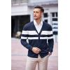 COOFANDY Men’s V Neck Cardigan Sweater Casual Lightweight Button Down Knitted Cardigan Sweater(Navy Blue Stripe)